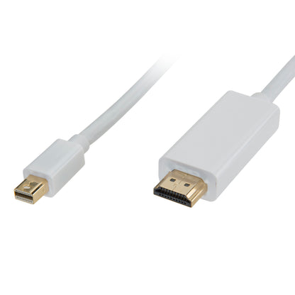 Mini DisplayPort til HDMI-kabel 1 m hvid med Mini DisplayPort og HDMI-stik, understøtter 4K-video.