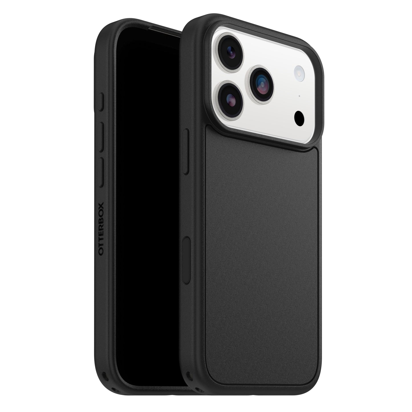 Otterbox Symmetry MagSafe cover til iPhone 17 Pro sort med skydelåg til kamera og MIL-STD-810G 516.6 beskyttelseskanter.