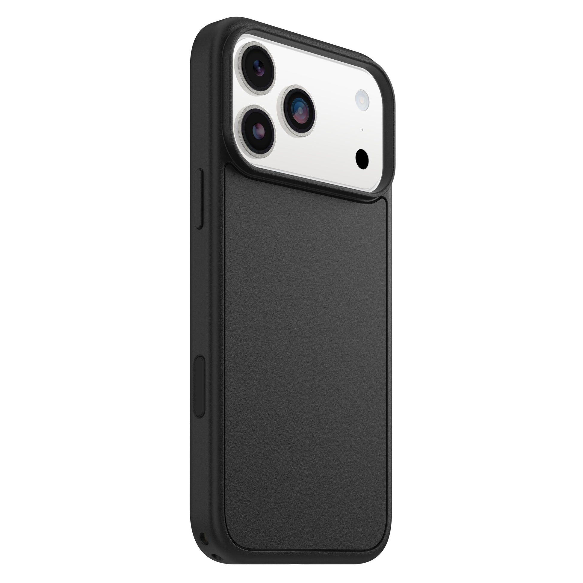 Symmetry MagSafe cover til iPhone 17 Pro Max sort, tofarvet med hvidt kamerafelt, tredobbelt kameraudskæring, hævede kanter.