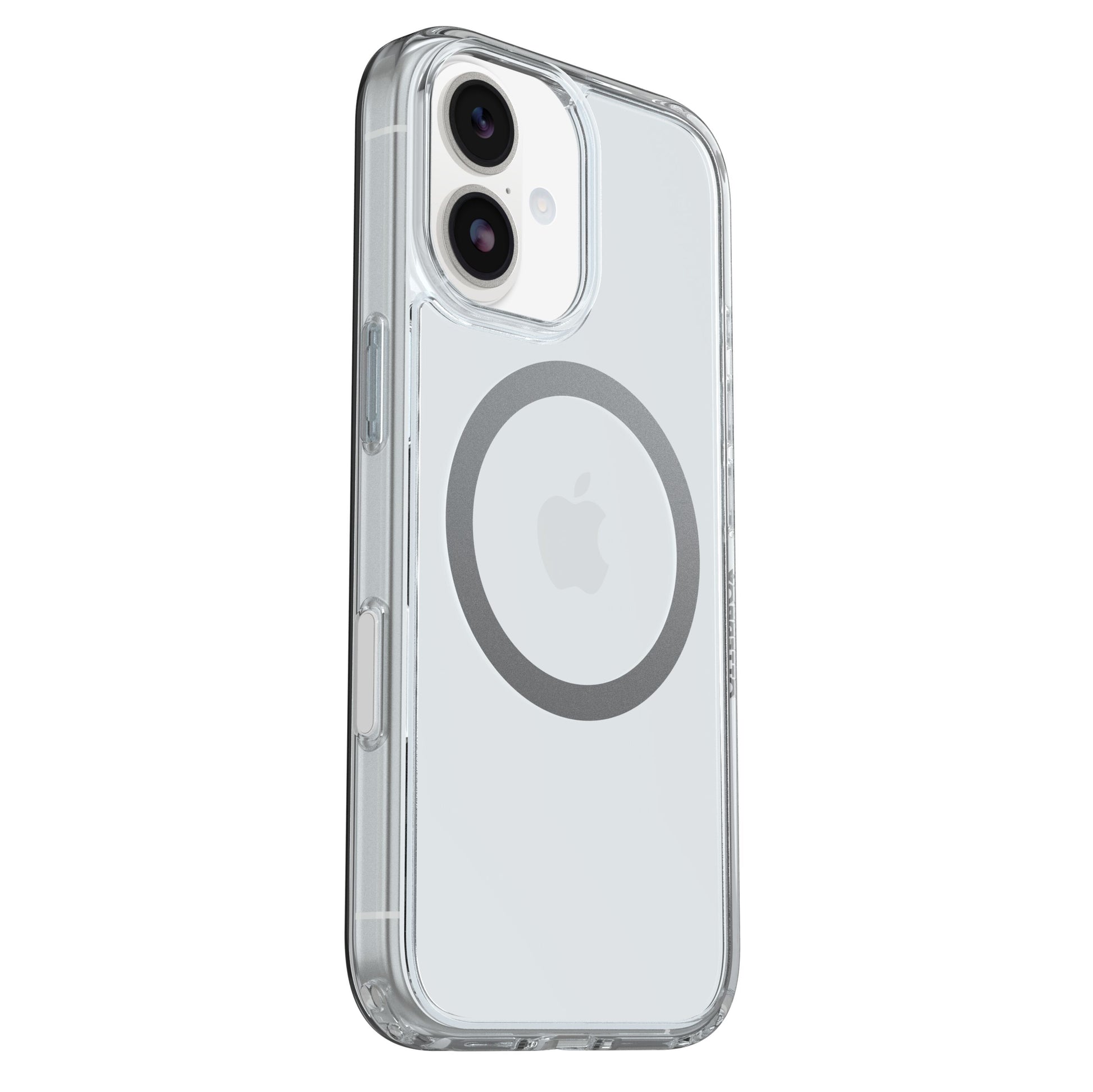 Otterbox Symmetry MagSafe cover til iPhone 17 Klar, gennemsigtig, passer til hvid iPhone 17 med to bagkameraer, MagSafe kompatibel.