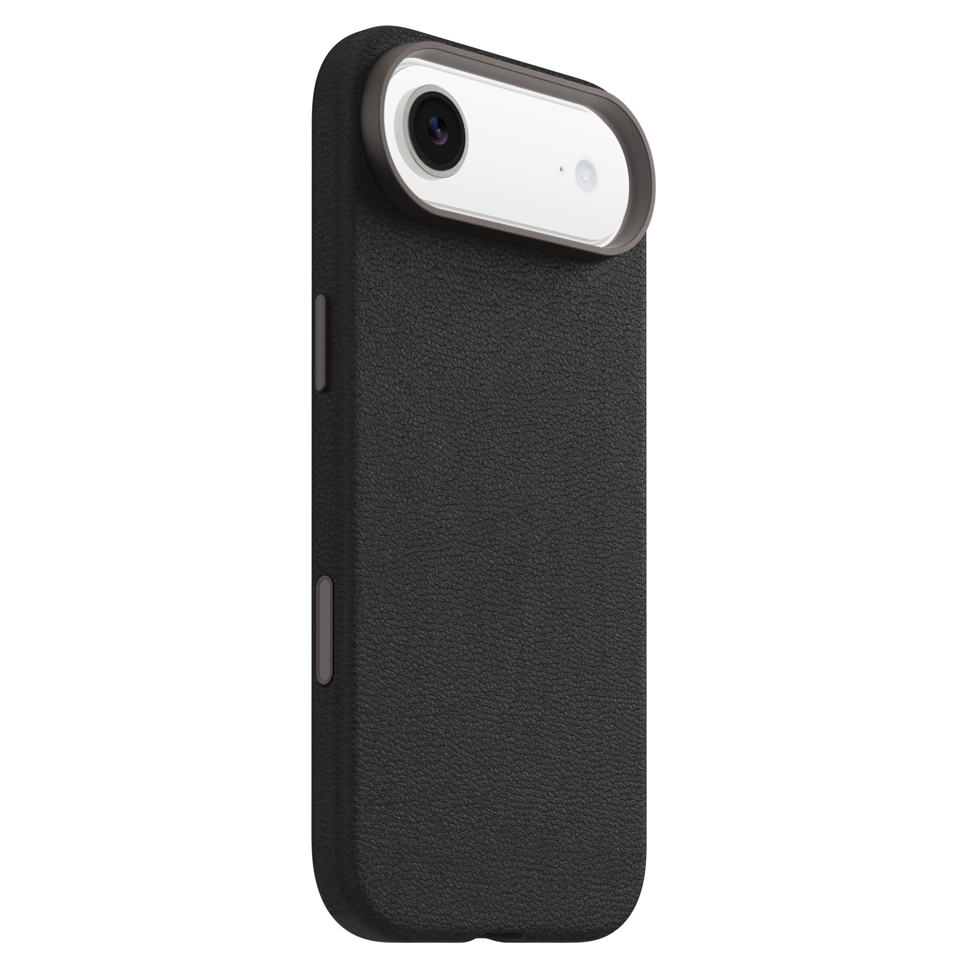 Otterbox Symmetry Cactus Leather MagSafe cover til iPhone Air sort med bred kamerahul og plads til to sideknapper.