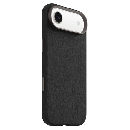 Otterbox Symmetry Cactus Leather MagSafe cover til iPhone Air sort med bred kamerahul og plads til to sideknapper.