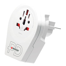 Skross Universal rejseadapter Europa USB-C 20W PD oplader, universal socket, europæisk tobenet adapter, flere stiktyper.