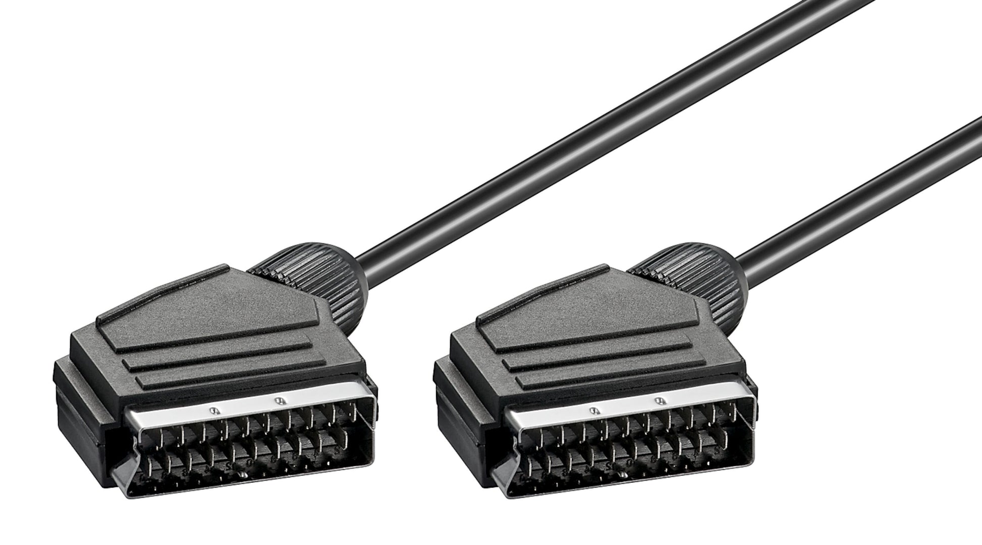 2 Luxorparts SCART-kabler 1,5 m med SCART-stik side om side.