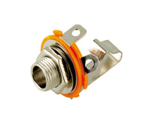 Goobay Jackstik 6,3 mm monostik med metalhus, orange plastring og til monteringsflige.