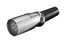 XLR-stik 4-polet han, metalhus og sort plastik, til lydudstyr og mikrofoner.