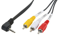 Composite video med lydkabel 1 m, sort, vinklet 3,5 mm jack til 3 RCA-stik.