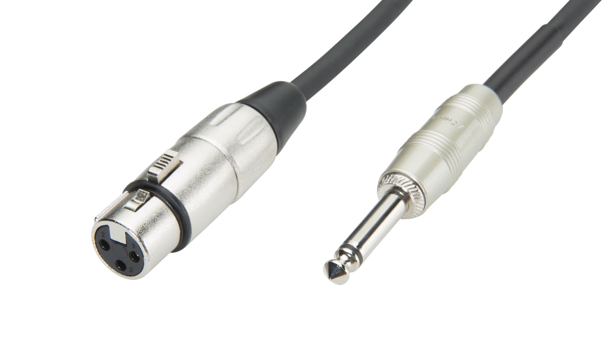 Luxorparts Mikrofonkabel XLR til 6,3 mm 10 m sort med sølv XLR-stik og 1/4" TS jackstik.