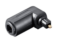 Goobay vinkeladapter til Toslink, sort, 90° vinkel, SPDIF-stik i begge ender til optisk lydforbindelse.
