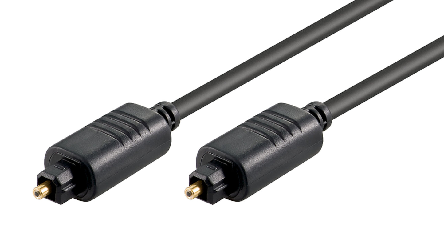 Toslink-kabel 10 m Ø5 mm med guldbelagt stik til digitalt optisk SPDIF-signal.