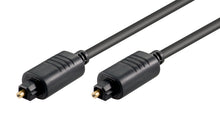 2 slags Toslink-kabler 3m Ø5mm med kvadratisk stik og små metalspidser til optisk lyd og SPDIF.