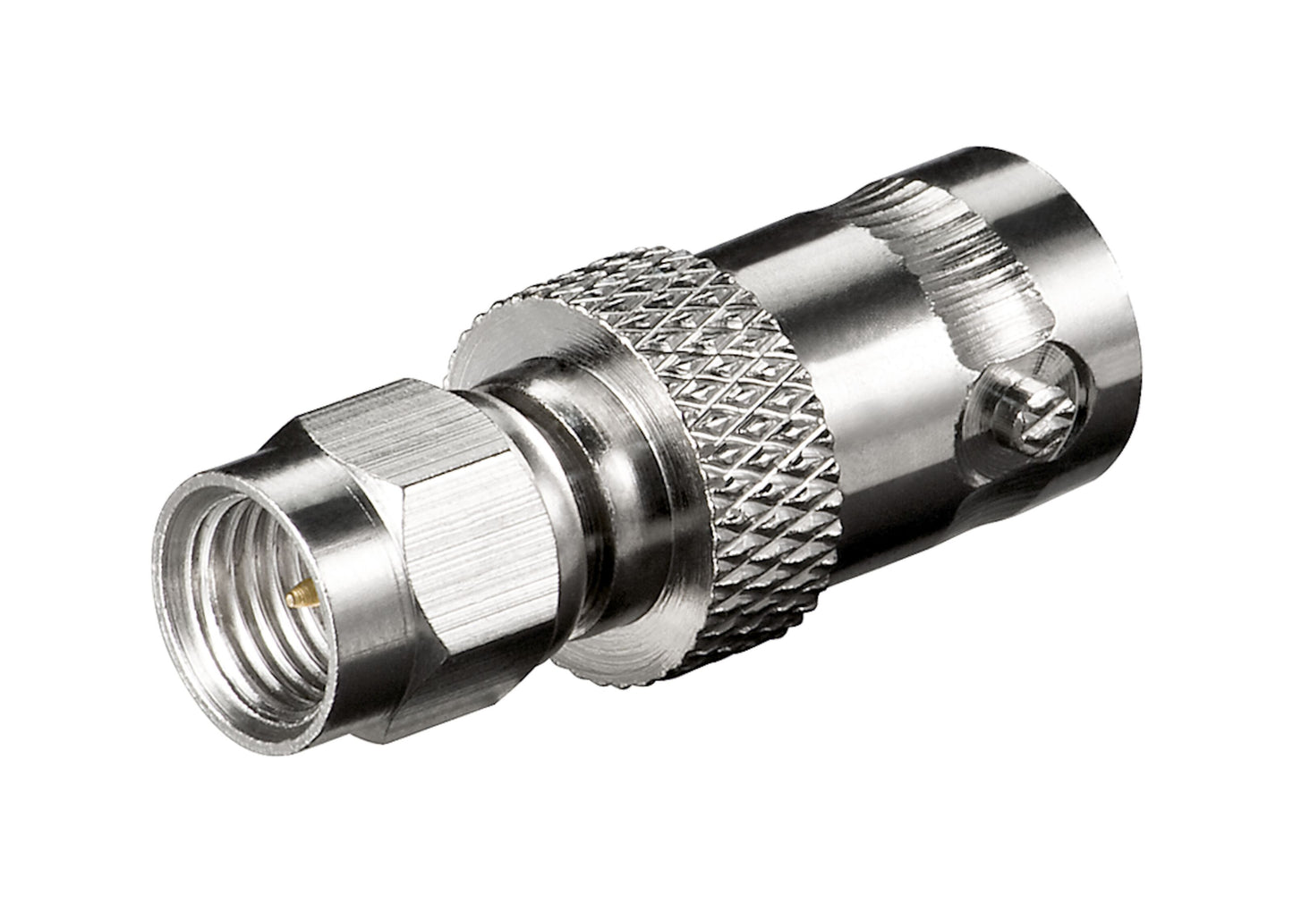 Goobay Adapter SMA-han til BNC-hun med rillet greb, SMA han i den ene ende og BNC hun i den anden.