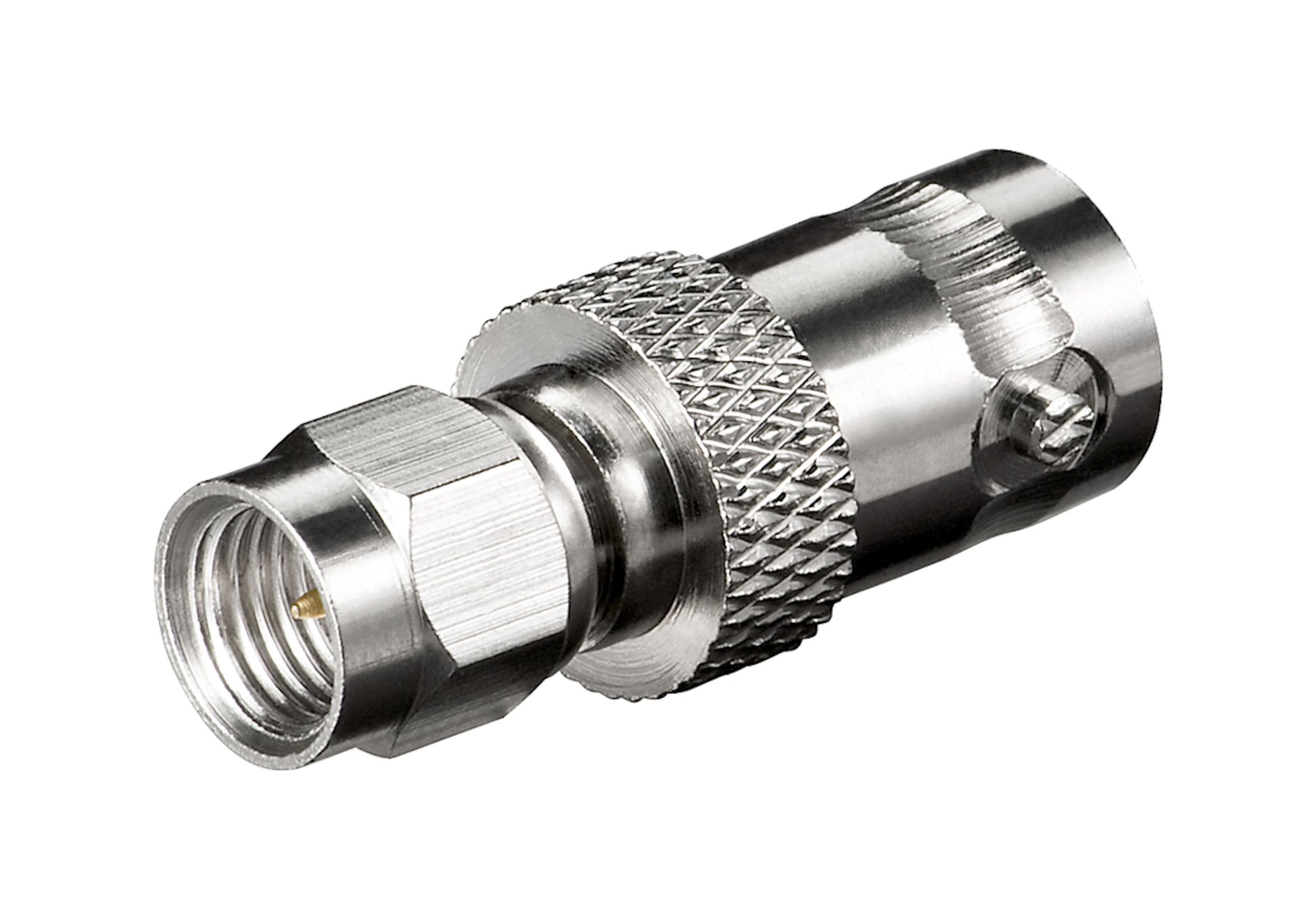 Goobay Adapter SMA-han til BNC-hun med rillet greb, SMA han i den ene ende og BNC hun i den anden.