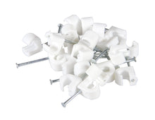 Kabelsøm til rund kabel 5-7 mm, hvide clips med metalsøm, 20 stk pakke.