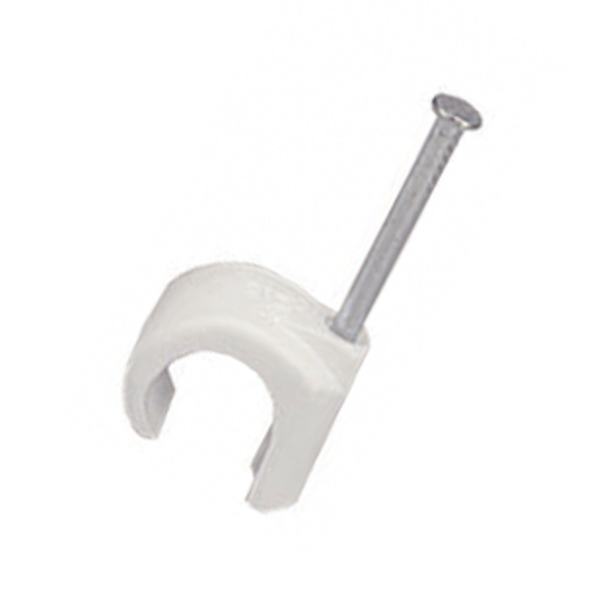 Kabelsøm til rund kabel 7-10 mm 10-pak med metalspiker til montering af kabler på vægge eller andre overflader.