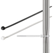 Kabelbinder sort 100x2,5 mm samler flere grå kabler.