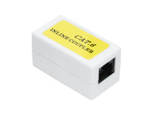 RJ45 Cat. 6 UTP skarvstykke, rektangulært, inline, gul label, én synlig netværksport.