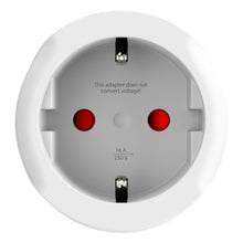 Skross rund hvid jordet rejseadapter UK, til runde huller, metalben, 16A 250V~, type G, "Denne adapter konverterer ikke spænding.