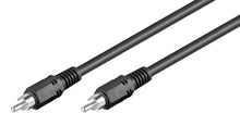 RCA lydledning 10 m par, sort, cylindrisk metalstik med sorte plasthuse til lyd- eller videosignal.