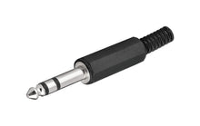 Luxorparts 6,3 mm Han Stereo jackstik med sort plastkappe og metalspids til hovedtelefoner eller musikinstrumenter.