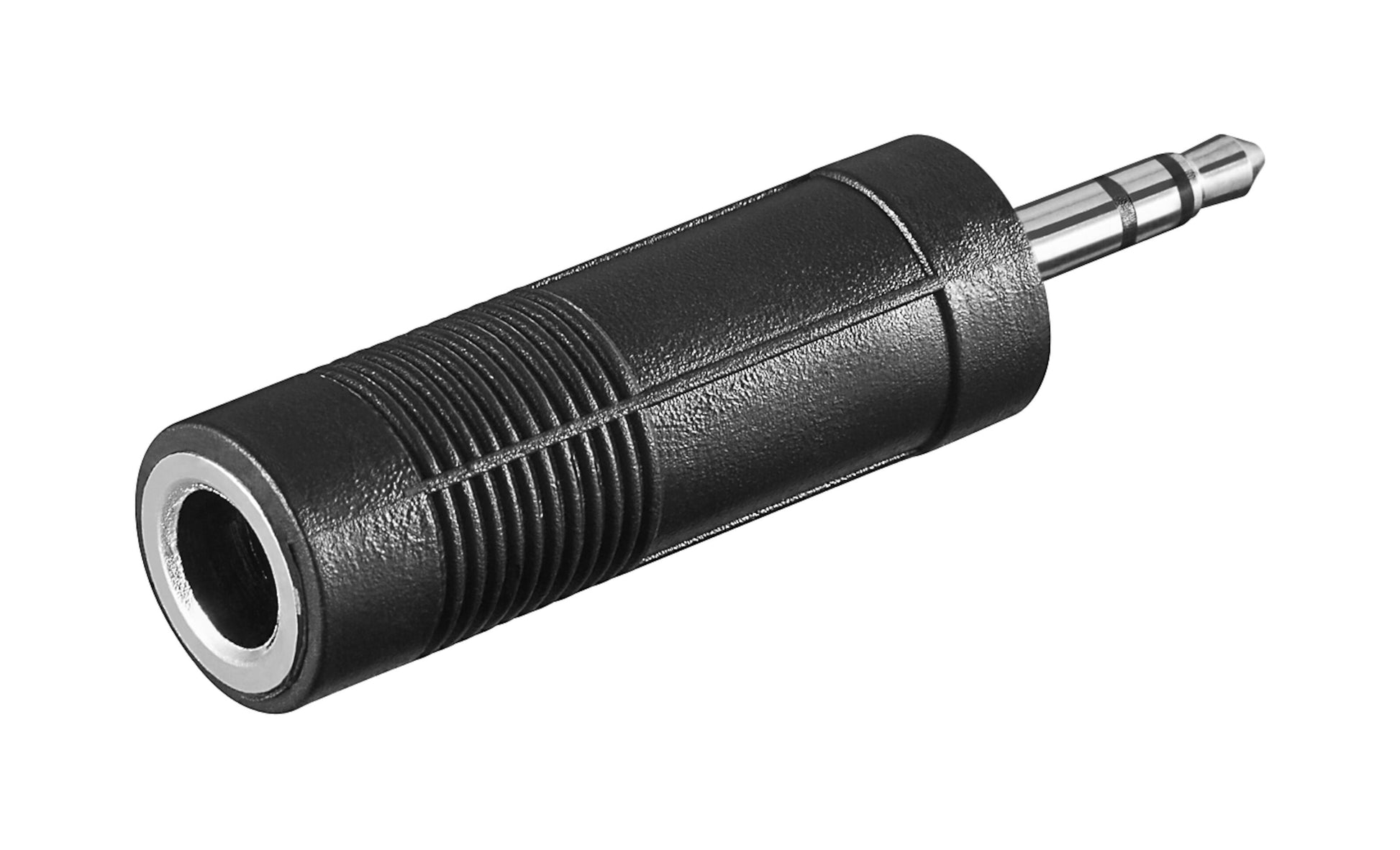 Lydadapter 6,3 mm (hun) til 3,5 mm (han) stereo, sort.