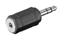 Lydadapter stereo 2,5 mm til 3,5 mm, kompakt design, overgang mellem til stiktyper.