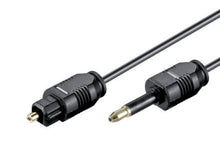 Luxorparts Mini-Toslink-kabel 1m sort med guldfarvede stik, Toslink i den ene ende og 3,5mm optisk SPDIF i den anden.