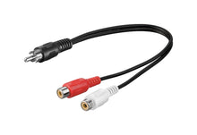 RCA-splitter adapter sort til subwoofer 1x han til 2x hun rød og hvid.