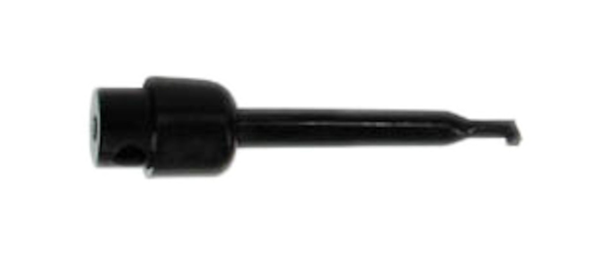 Testklemme 40 mm sort, cylindrisk metal med kort skaft og lille krog for enden.