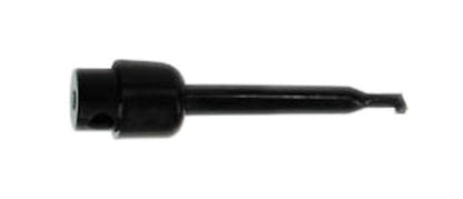 Testklemme 40 mm sort, cylindrisk metal med kort skaft og lille krog for enden.