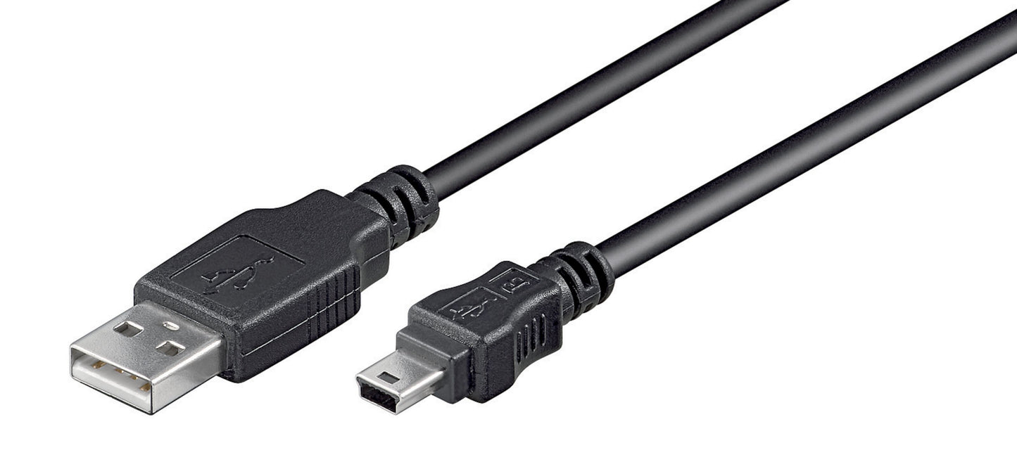 Luxorparts Mini-USB-kabel 0,15 m sort med USB-A til Mini-USB stik.