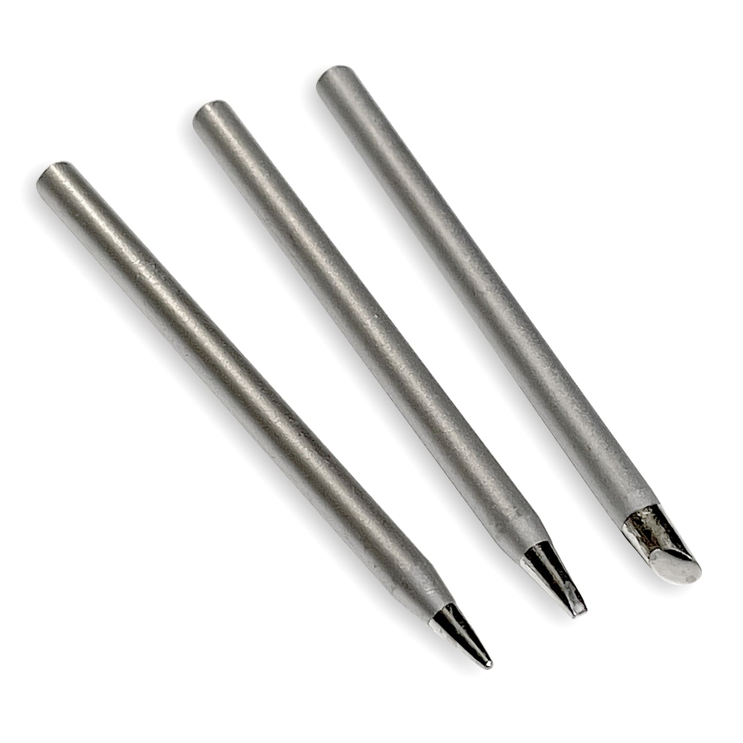 Dibotech ekstra loddespidser 3-pak til 40172 og 40060 loddekolbe, spids, flad og rund type.