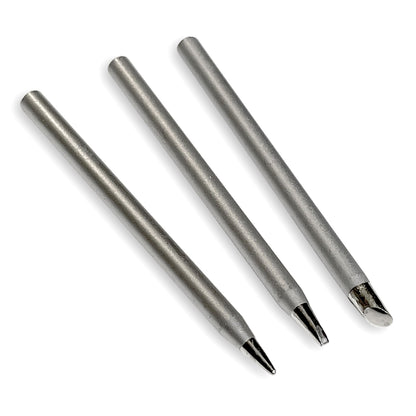 Dibotech ekstra loddespidser 3-pak til 40172 og 40060 loddekolbe, spids, flad og rund type.