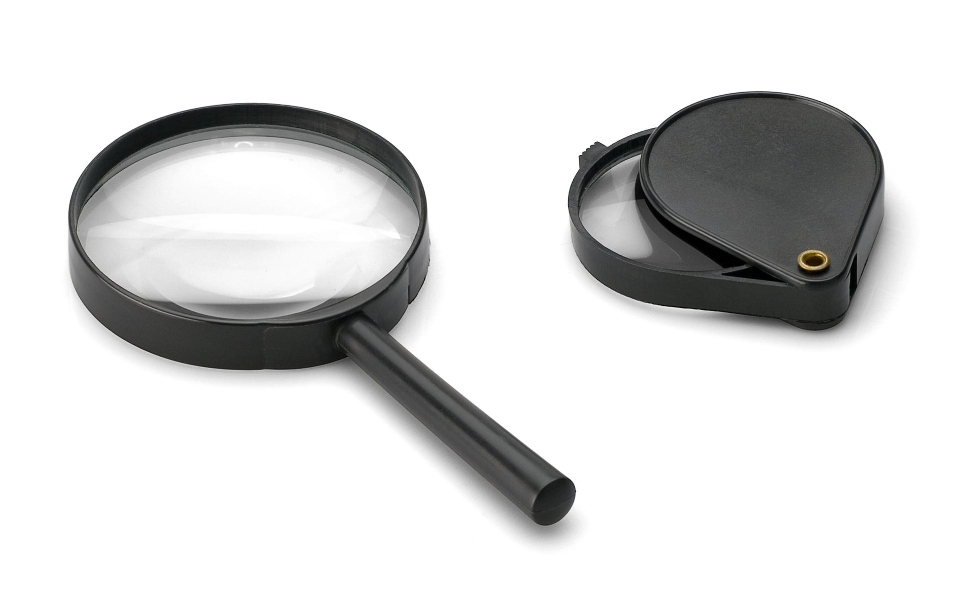 Forstørrelsesglas 2-pak med stor håndholdt lup og kompakt sammenklappelig lommelup til læsehjælp.