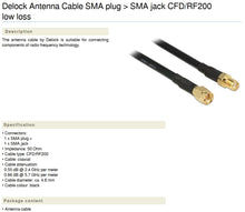 Delock SMA han til SMA hun forlængerkabel CFD/RF200 7,5 m, guldbelagte stik, sort kabel.