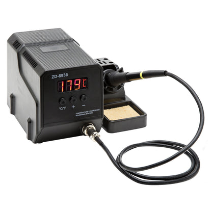 Luxorparts Loddestation Pro 60 W sort enhed viser 179°C, loddekolbe og holder med rengøringssvamp.