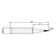 Loddespidser til 40570, 40745, 40746 0,5 mm cylindrisk form, 42 mm lang, 6,4 mm diameter, konisk fra 17 mm.