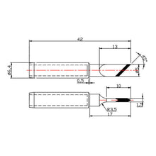 Dibotech loddespids flad skråstillet til 40570/40745/40746, 6,4mm diameter, 42mm længde, 13mm vinkel flad spids.