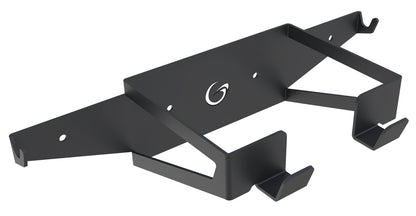 Grimsholm vægholder til Automower 300/400/500, sort metal med centralt logo, vinklede kroge og forlængede arme.