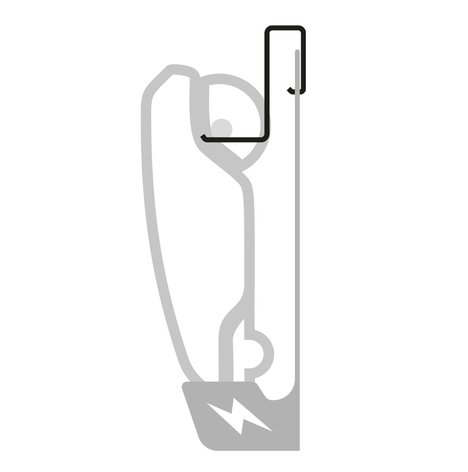 Grimsholm Vægholder til Automower 310/315  Gardena Sileno, minimalistisk grå/sort illustration med lynsymbol.