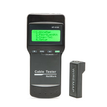Luxorparts kabeltester LCD til netværkskabel, sort, grøn baggrundsbelyst LCD, WIREMAP-mærket adapter.