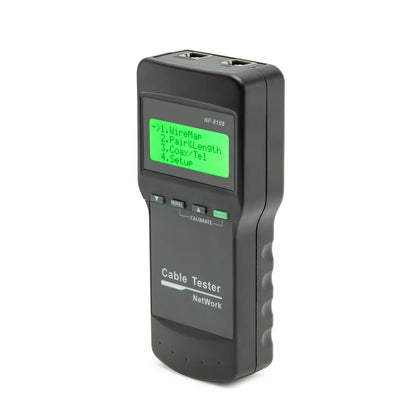 Kabeltester LCD til netværkskabel med grøn digital skærm, til topporte, visning af WireMap/PairLength/CoaxLength.