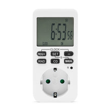 Luxorparts Digital timer 7 dage, hvid, rektangulær med stort LCD-display, timer-knapper og strømstik.