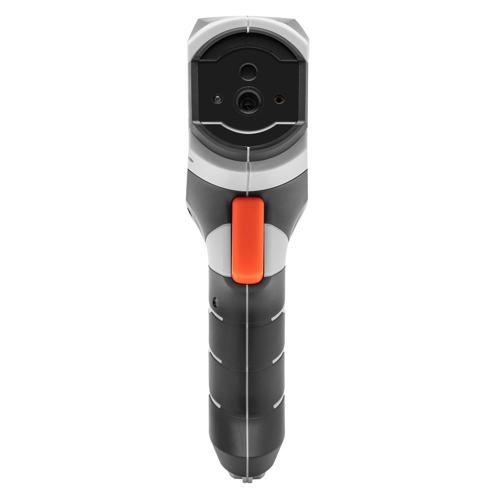 Luxorparts Varmekamera håndholdt infrarødt termometer sort/grå, tekstureret greb, orange aftrækker, front, synlig sensor.