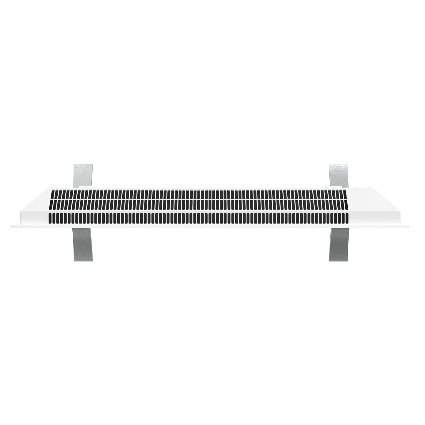 Hvid vægmonteret luftventil med sorte horisontale lameller og fire metalbeslag, passer til Smart Radiator 2000 W.