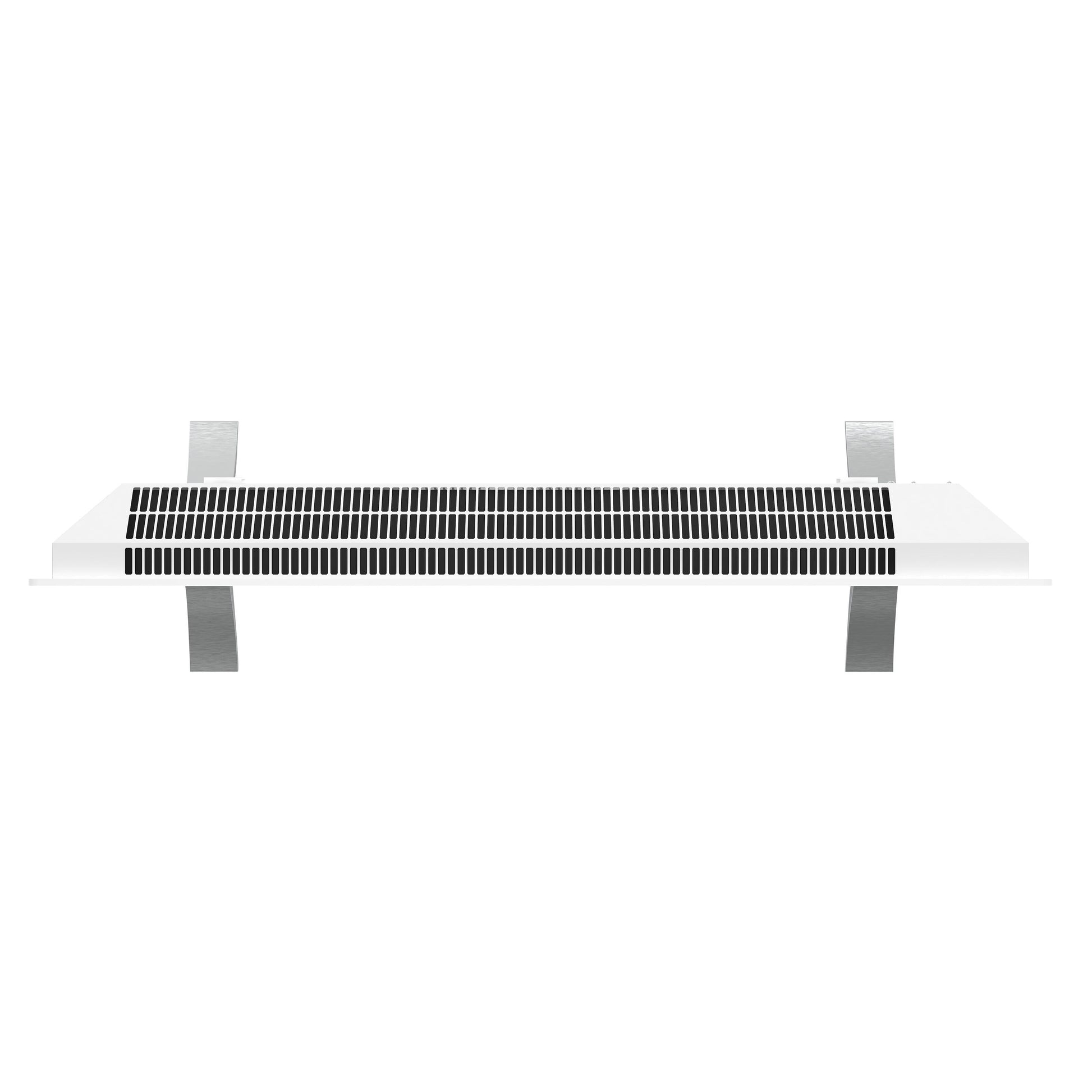Hvid vægmonteret luftventil med sorte horisontale lameller og fire metalbeslag, passer til Smart Radiator 2000 W.