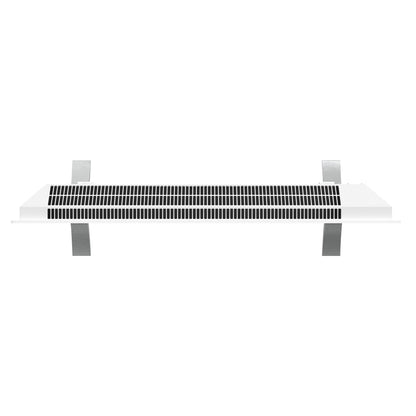 Hvid vægmonteret luftventil med sorte horisontale lameller og fire metalbeslag, passer til Smart Radiator 2000 W.