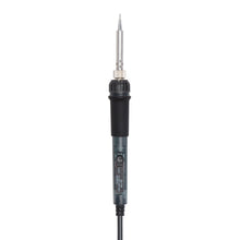 Luxorparts justerbar loddekolbe 25 W med sort håndtag, spids metaltip og strømkabel, stående lodret.