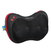 Flowpillow Varmemassagepude, sort/rød, mesh foran, til venstre strømknapper, svensk flag-tag, "Ready4You Heat" øverst.