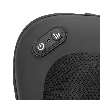 Shiatsu massagepude med varme, mesh overflade, to knapper: tænd/sluk og varmefunktion.